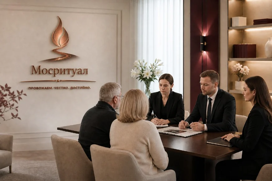 Консультация семьи в офисе ритуальной службы МОСРИТУАЛ